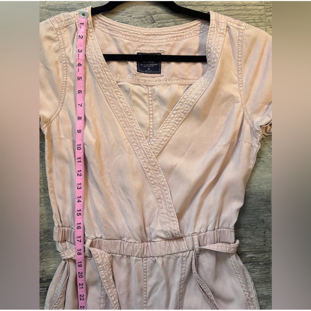 Abercrombie & Fitch Womens Jumpsuit Pink V-Neck Short Sleeve Belted Casual - Picture 7 of 10